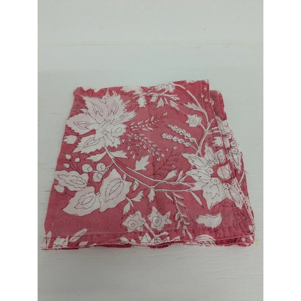 Vtg Floral Napkins Set (8) Block Print Boho Cottagecore Multi Patterns 15